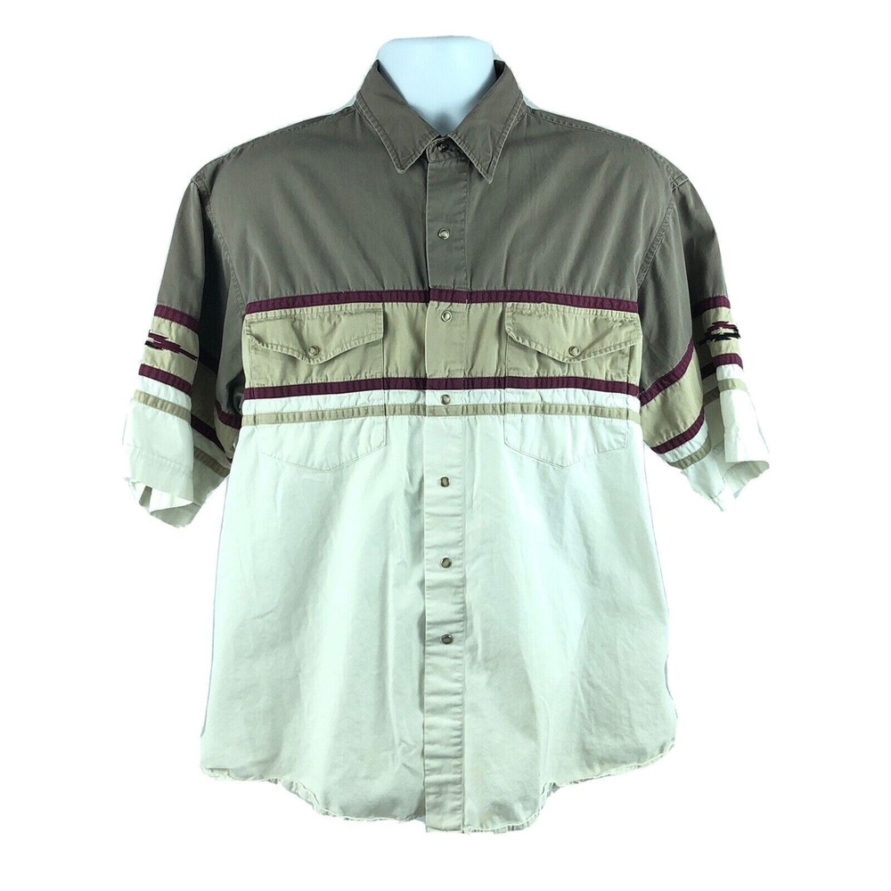 Plains Western‎ Wear Rodeo Cowboy Shirt Men's XL Pearl Snaps Rancher Farm